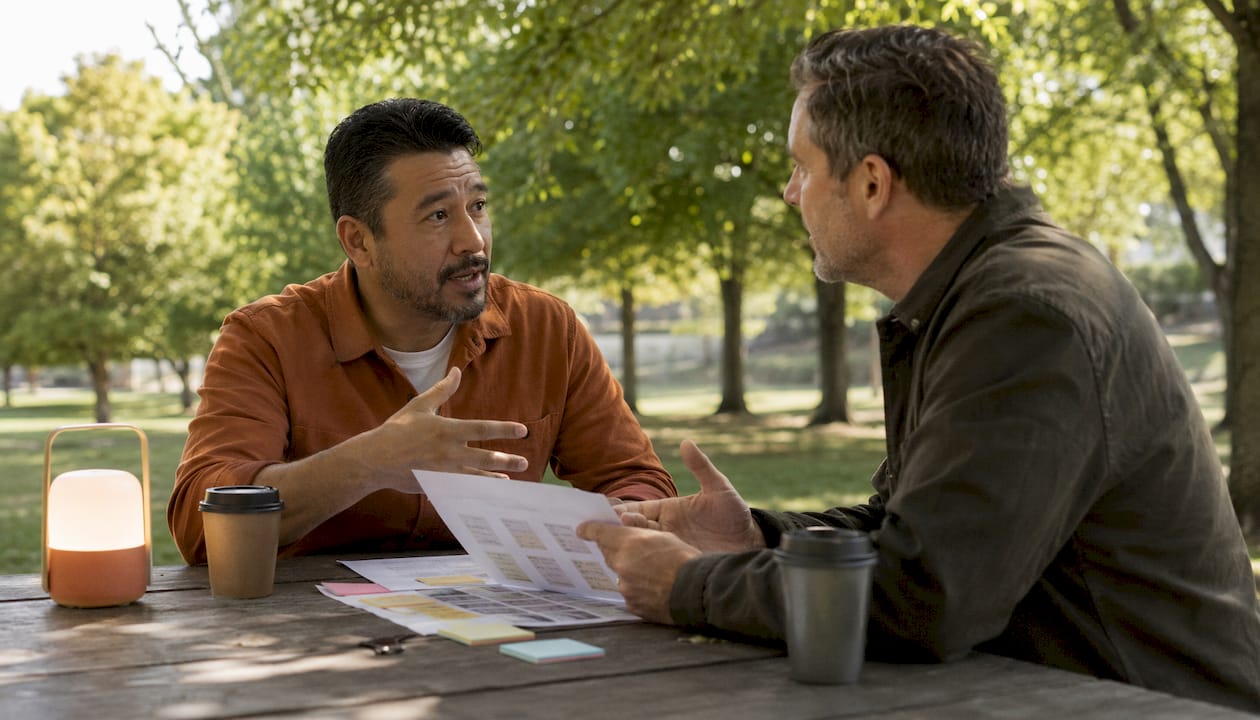 Men comparing mental health service options