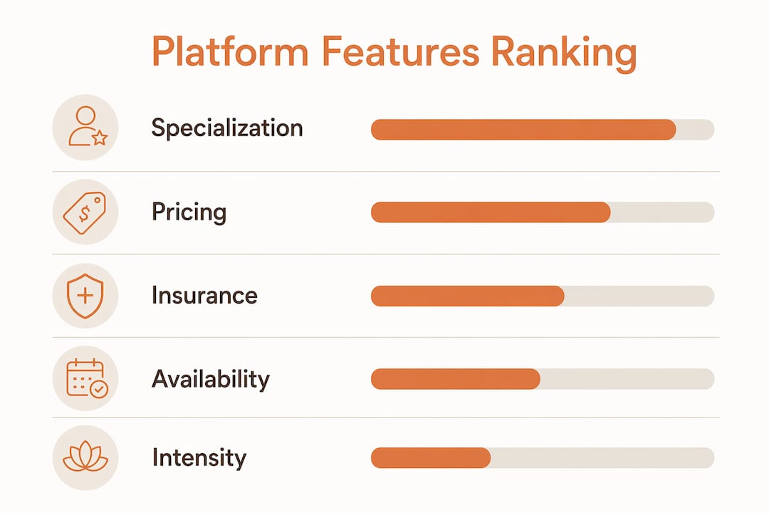 Infographic showing hierarchy of mental health platform features
