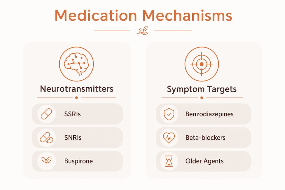 Infographic comparing anxiety medication mechanisms
