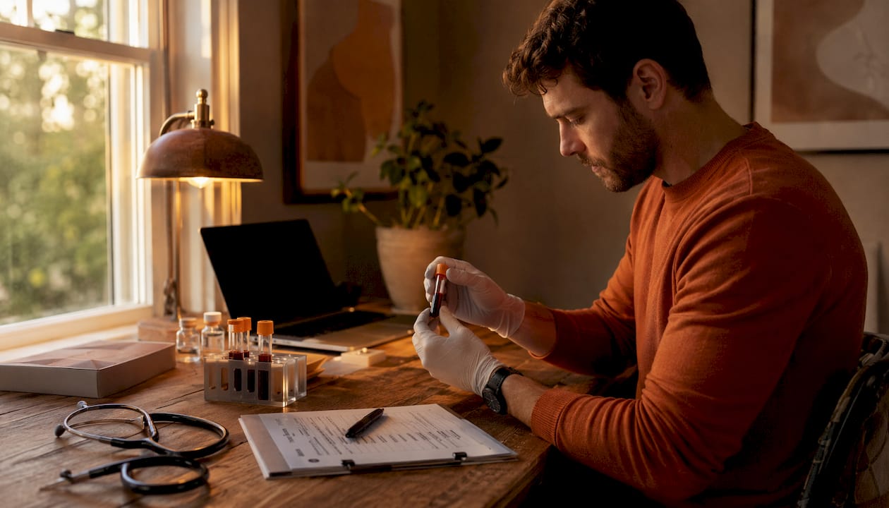 Lab technician preparing blood test for ADHD differential