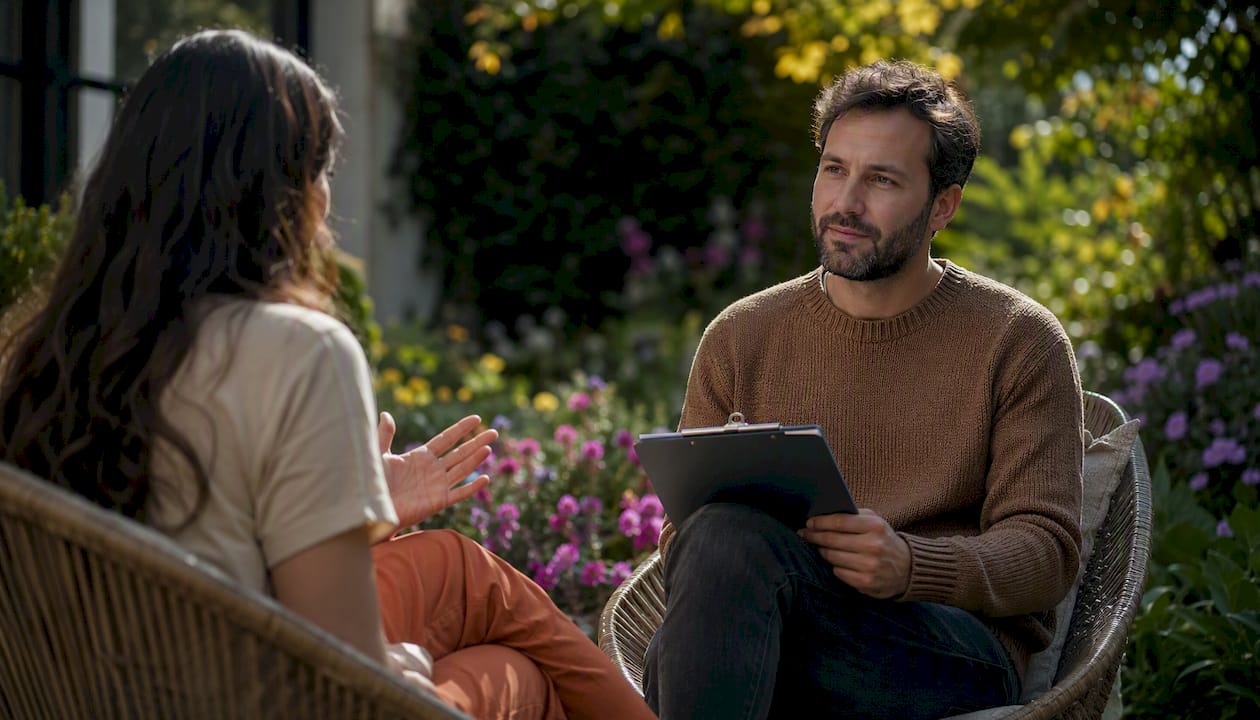 Therapist and client discussing anxiety types