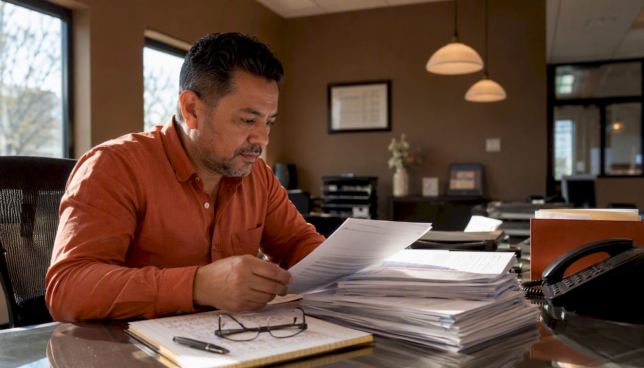 Insurance officer working at Colorado oversight office desk