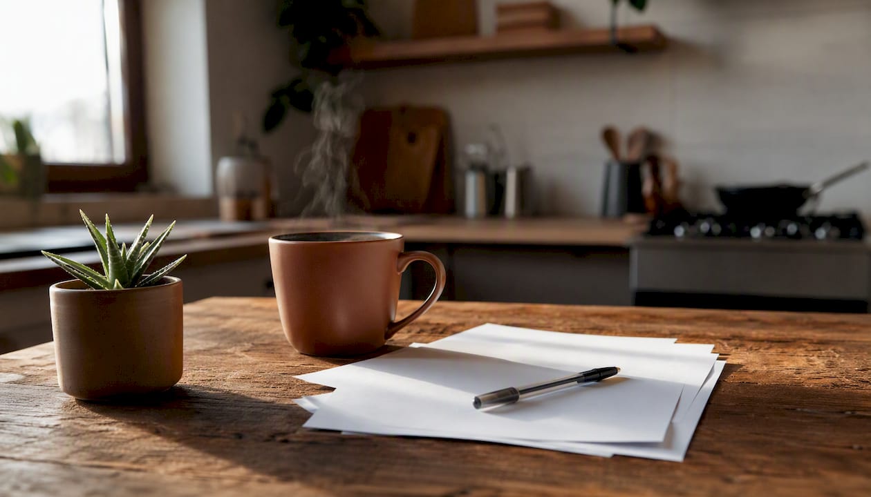 Blank ADHD rating scale sheets and pen on desk