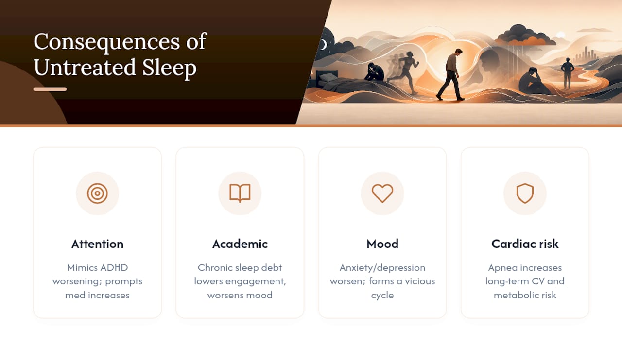 What Happens When ADHD Sleep Problems Go Untreated — overview diagram