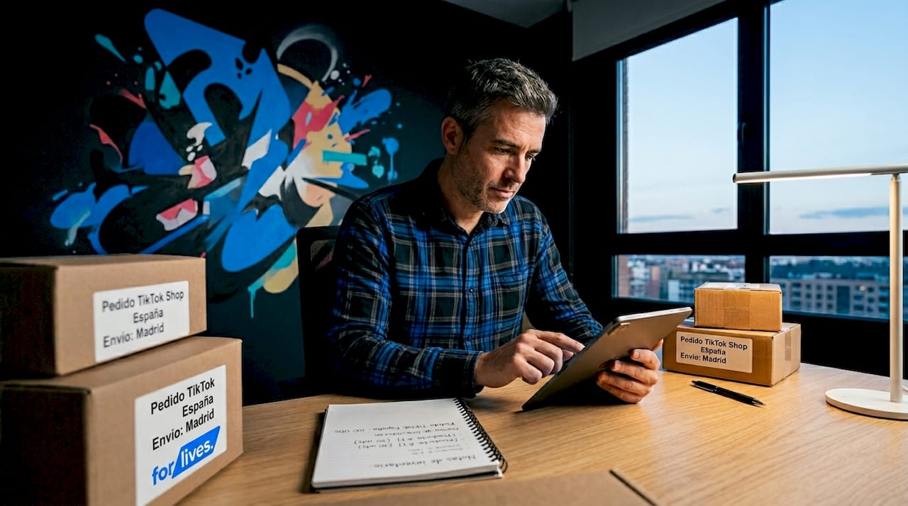 Vendedor organizando su catálogo de productos en TikTok Shop desde una tablet