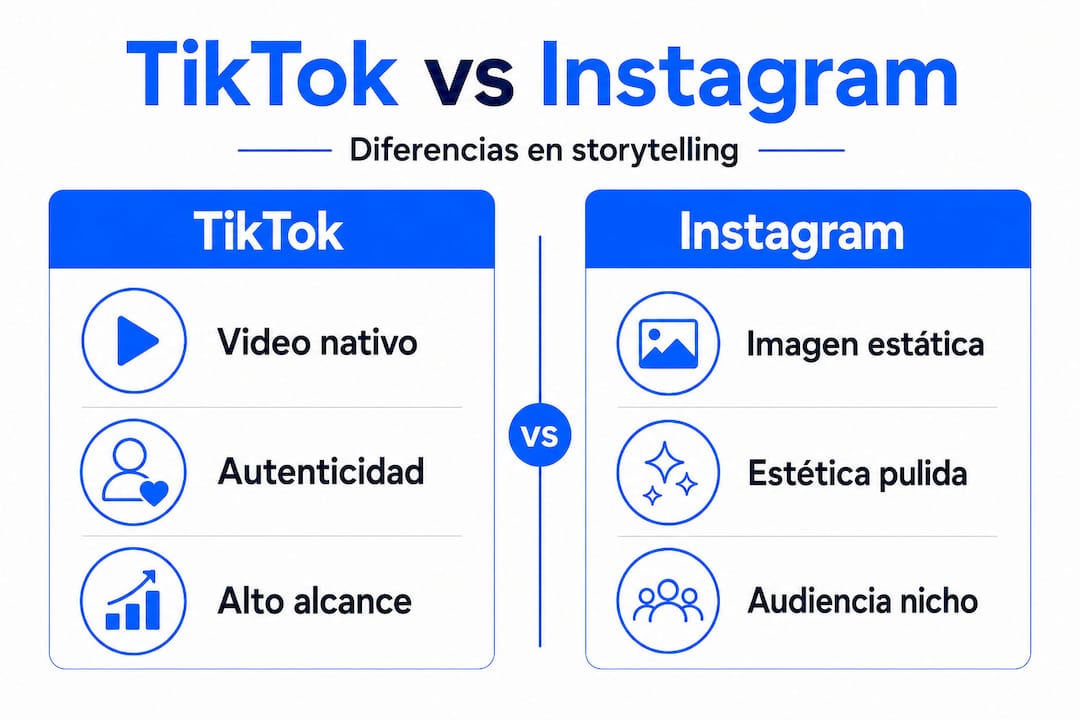 Infografía sobre cómo se cuentan historias en el mundo de la moda en TikTok y en Instagram: diferencias y estilos
