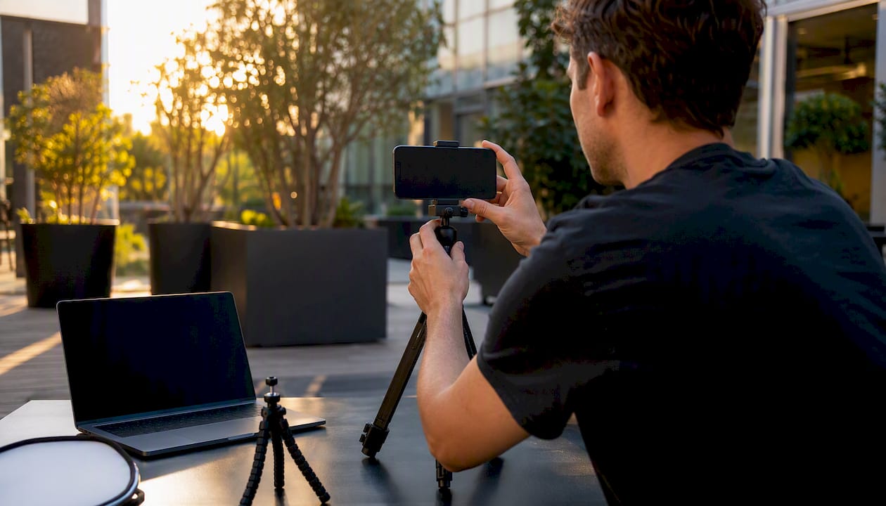 Persona grabando un video sobre marketing digital