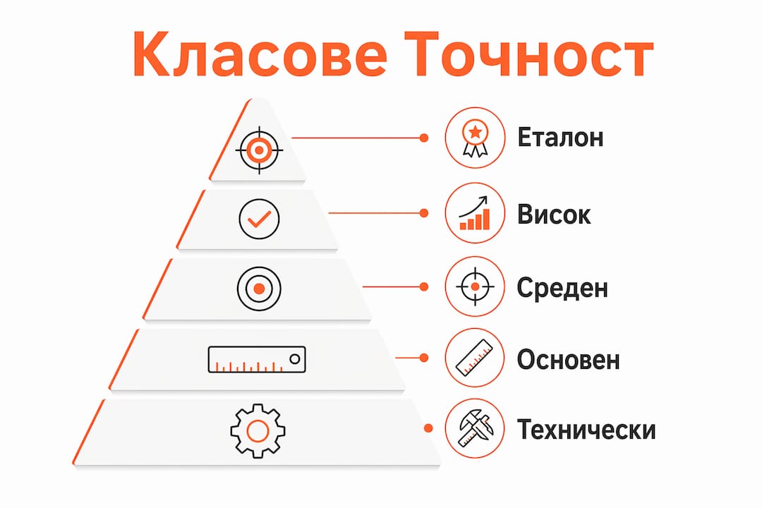 Инфографика с подредени по точност класове