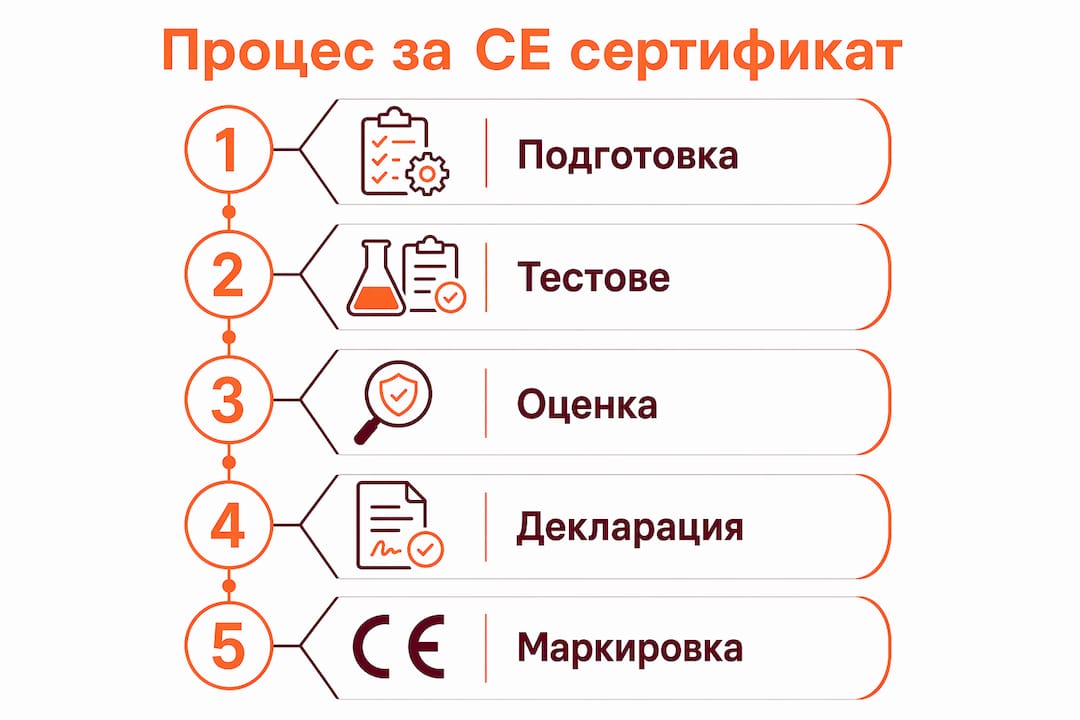 Инфографика: Как се преминава стъпка по стъпка през процеса на сертифициране на инструменти с CE маркировка