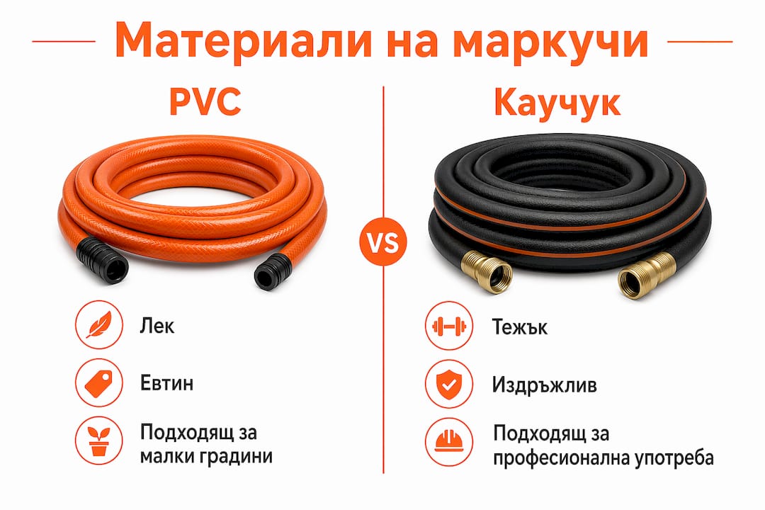 Сравнителна инфографика: PVC срещу каучукови маркучи – кои са предимствата и недостатъците?
