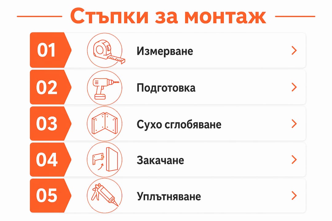 Визуално ръководство с най-важните стъпки за монтаж