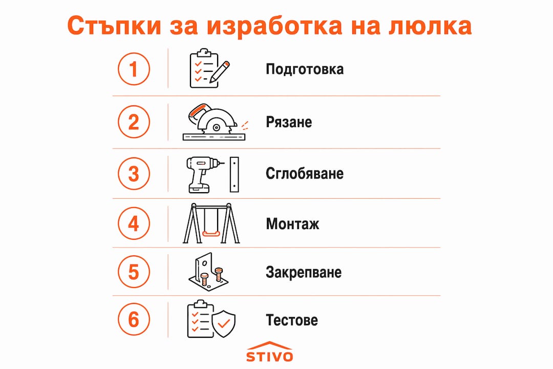 Инфографика: 6 лесни стъпки за изработване на детска люлка у дома