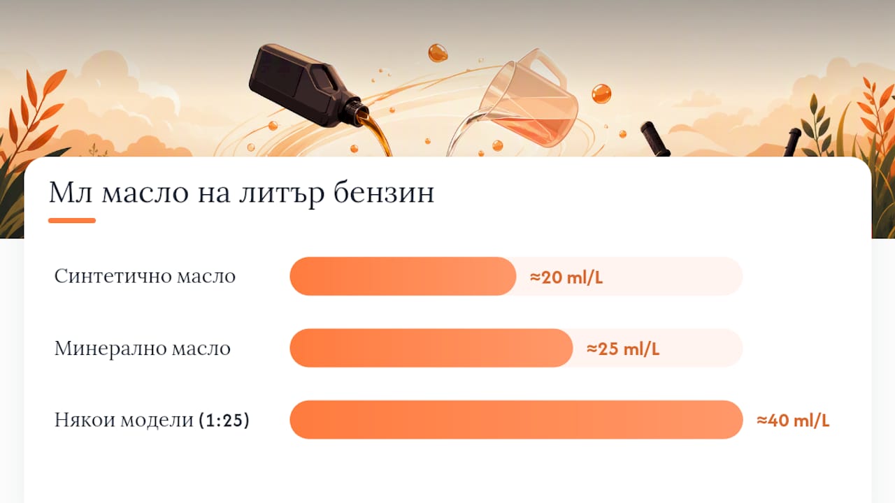 Как да приготвите горивната смес за бензинов тример — overview diagram