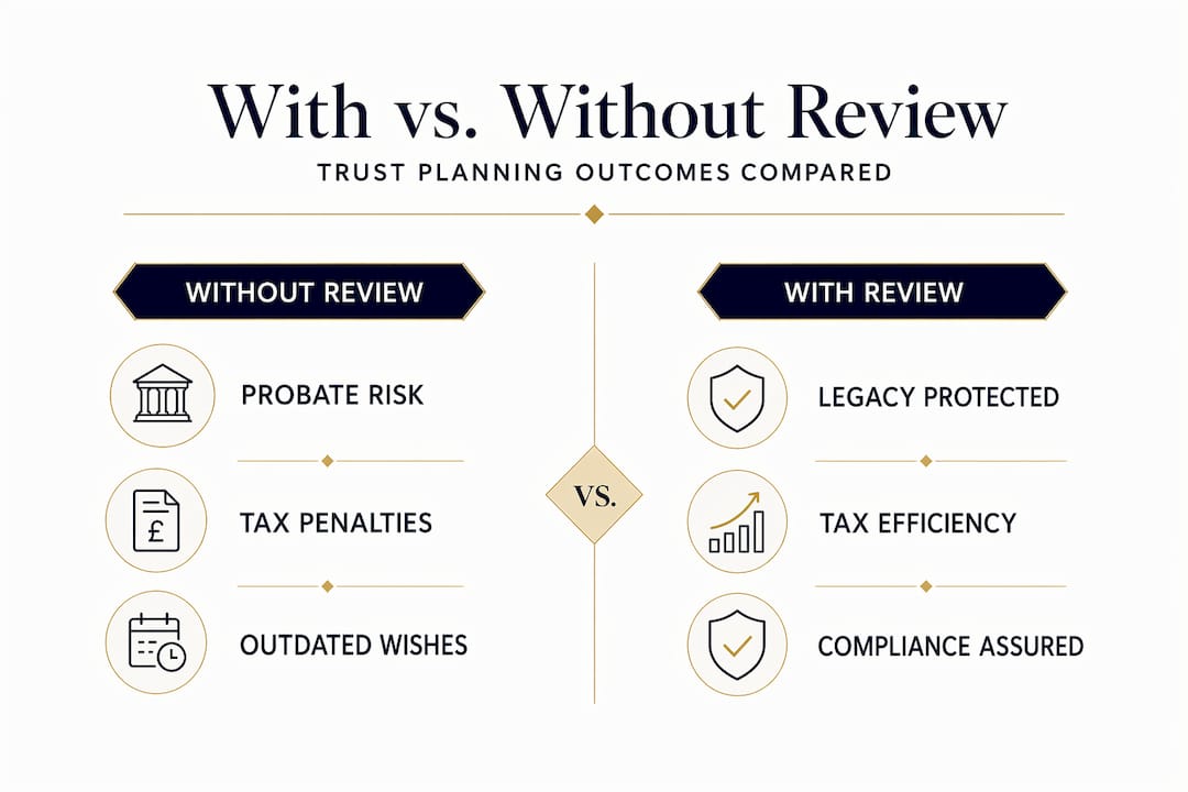 Comparison infographic: trust with and without review