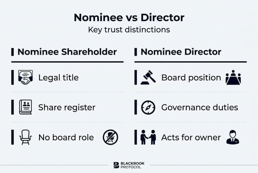 Infographic comparing nominee shareholder and director