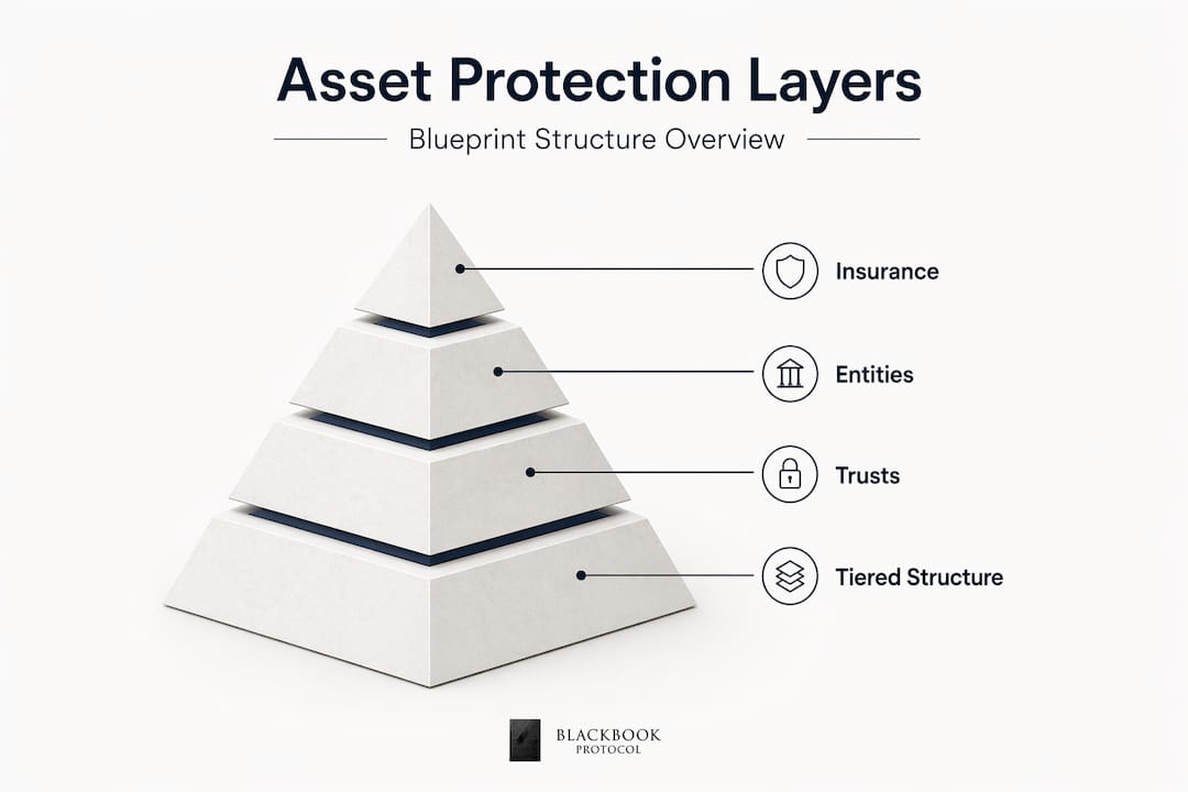 Infographic showing asset protection hierarchy and layers