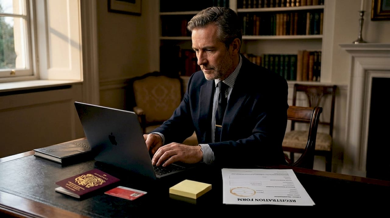Trustee entering ID data for registration