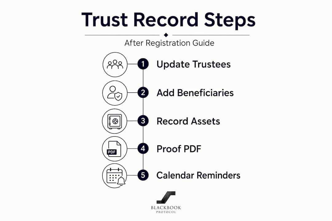 Infographic showing trust record management steps
