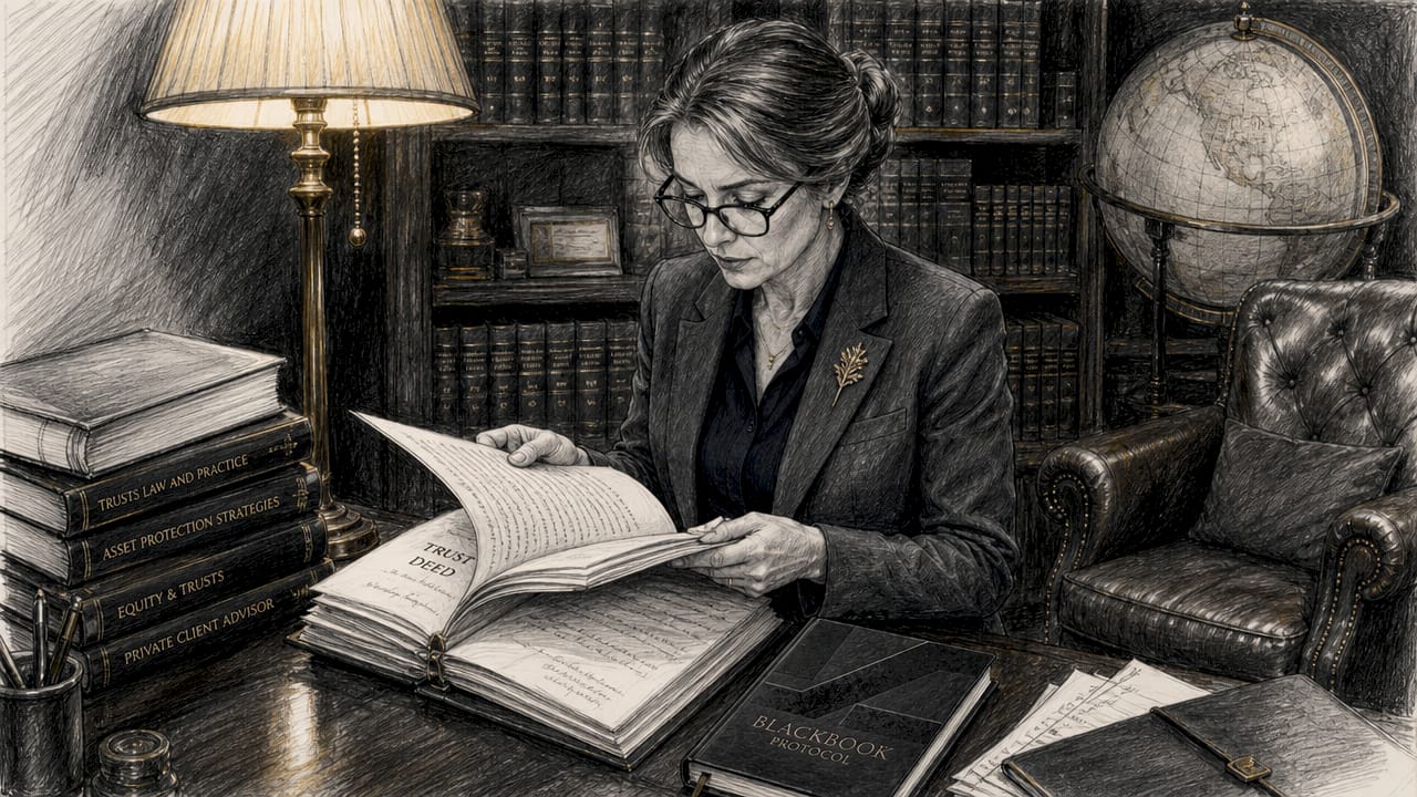 Solicitor reviewing trust documents