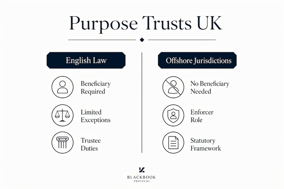 Infographic comparing UK and offshore purpose trusts