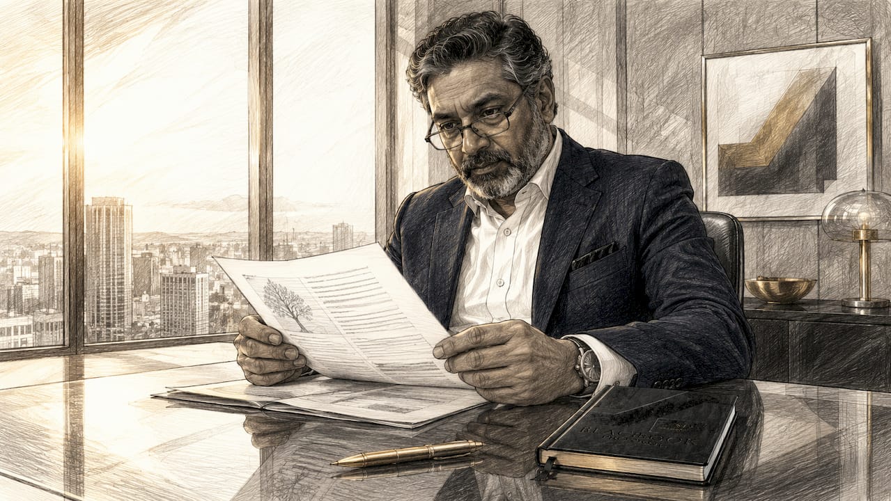Founder reviewing legacy planning documents