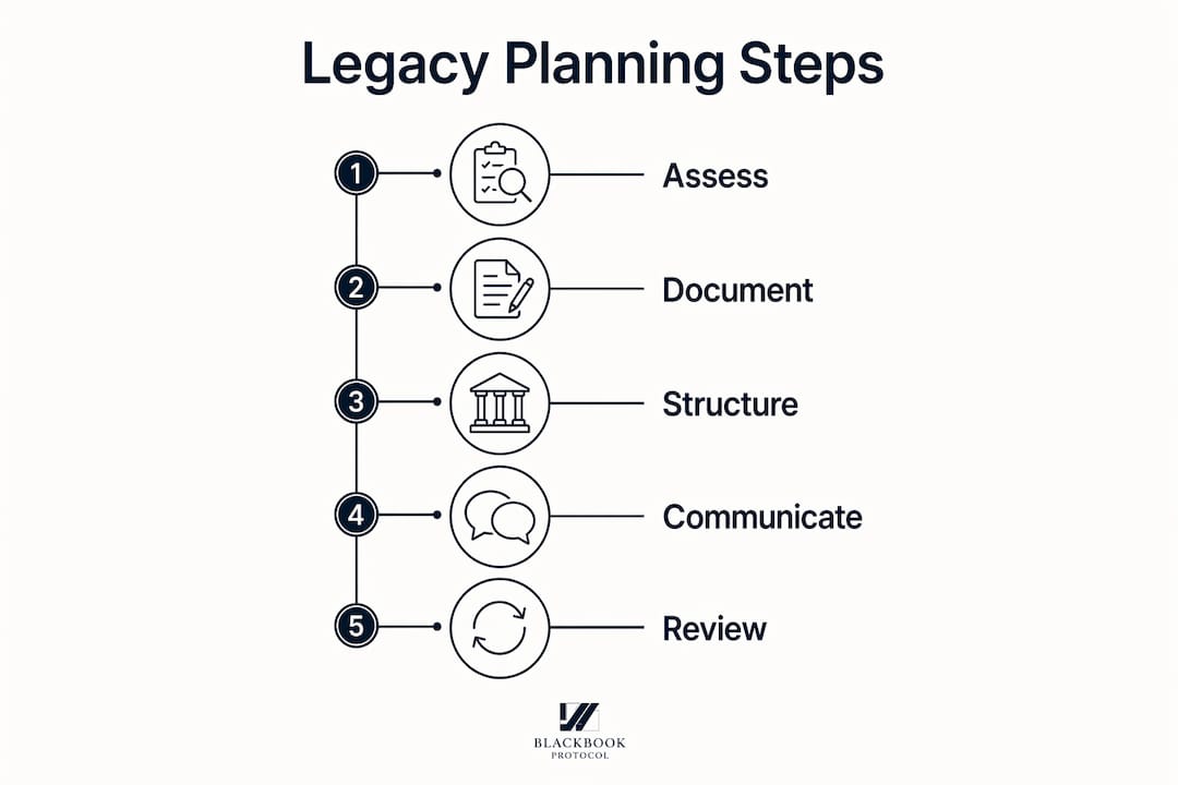 Infographic showing legacy planning process steps