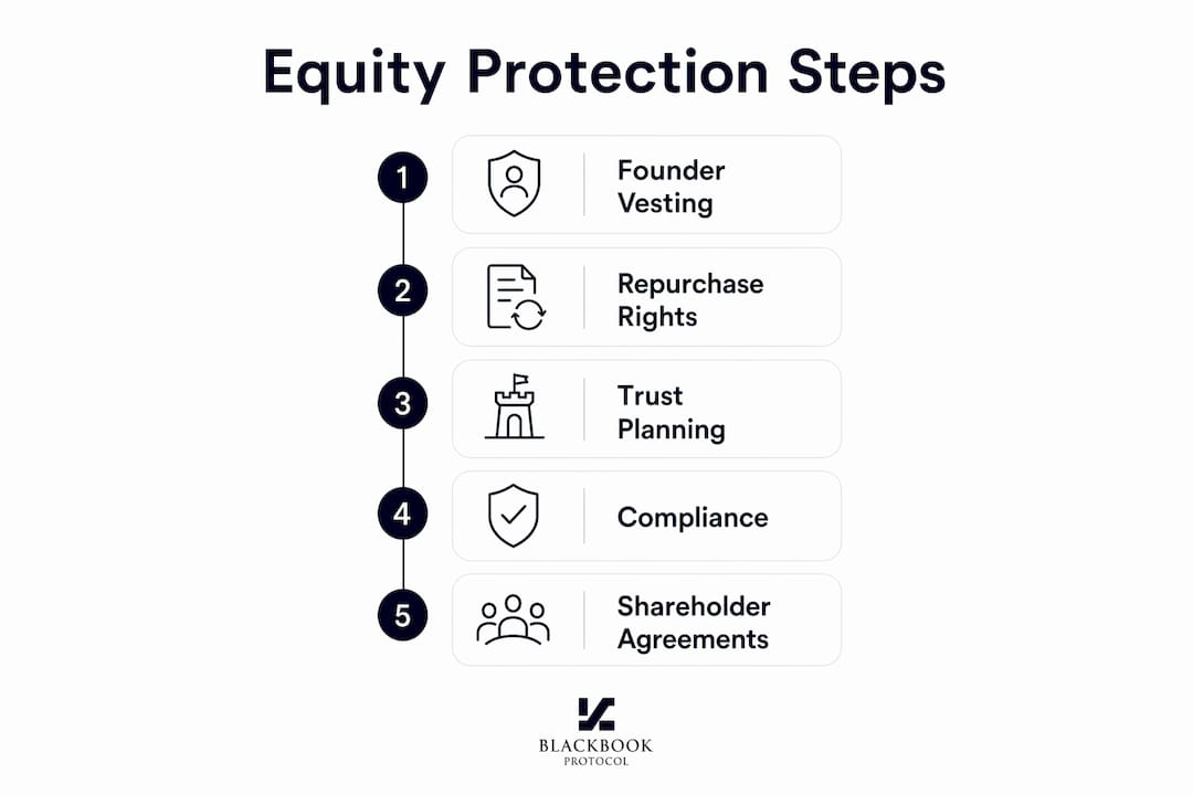 Infographic showing equity protection key steps