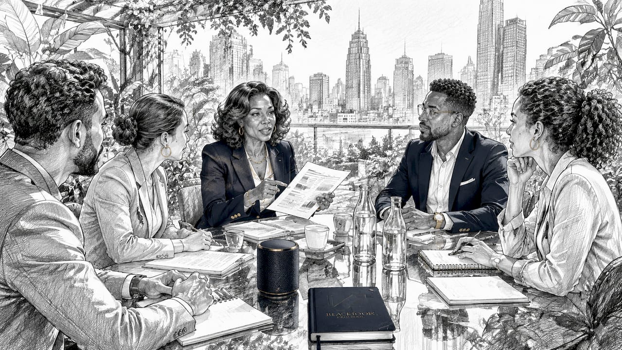 Team discussing business legacy planning