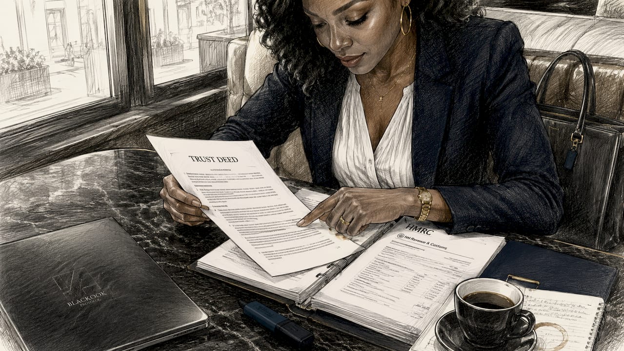 Professional reviewing HMRC trust compliance documents