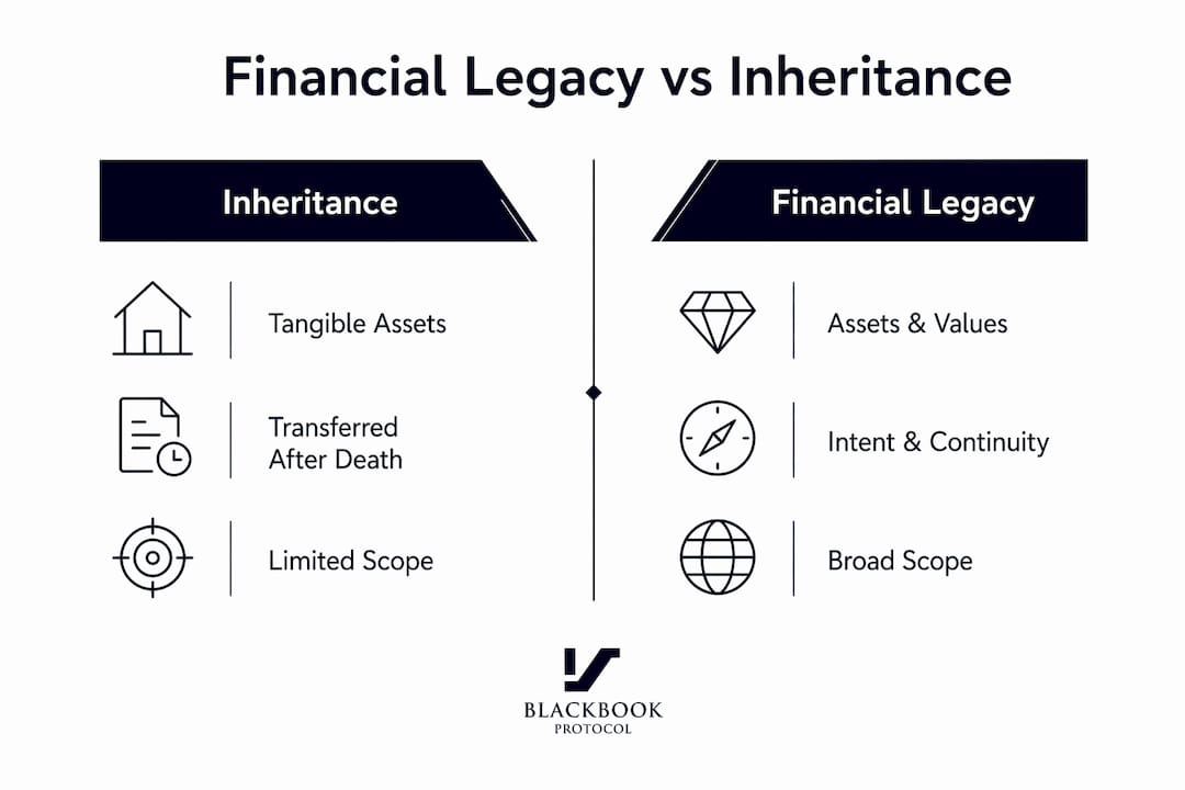 Infographic comparing financial legacy and inheritance