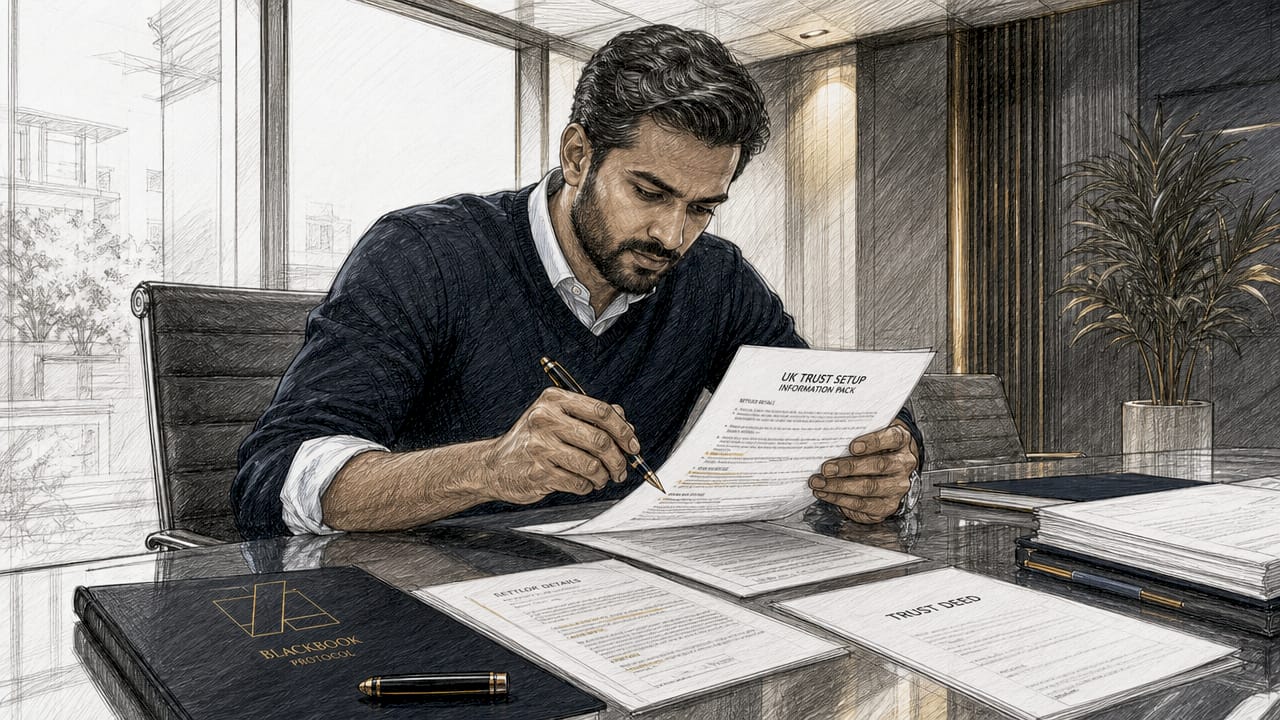 Financial adviser reviewing trust documents