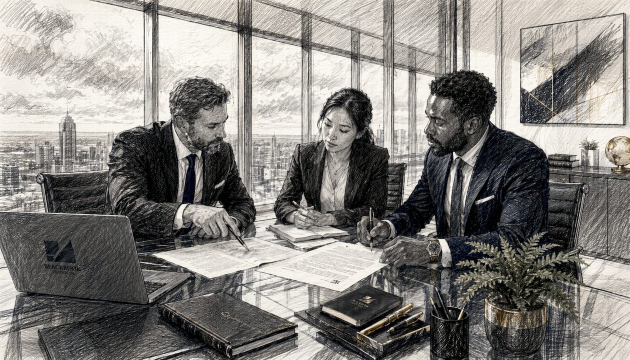 Professionals reviewing governance contract