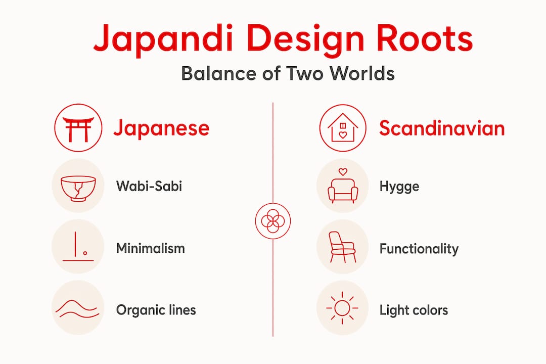 Infographic comparing Japanese and Scandinavian style features