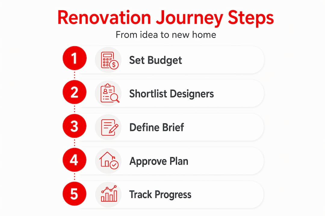 Infographic showing renovation process steps