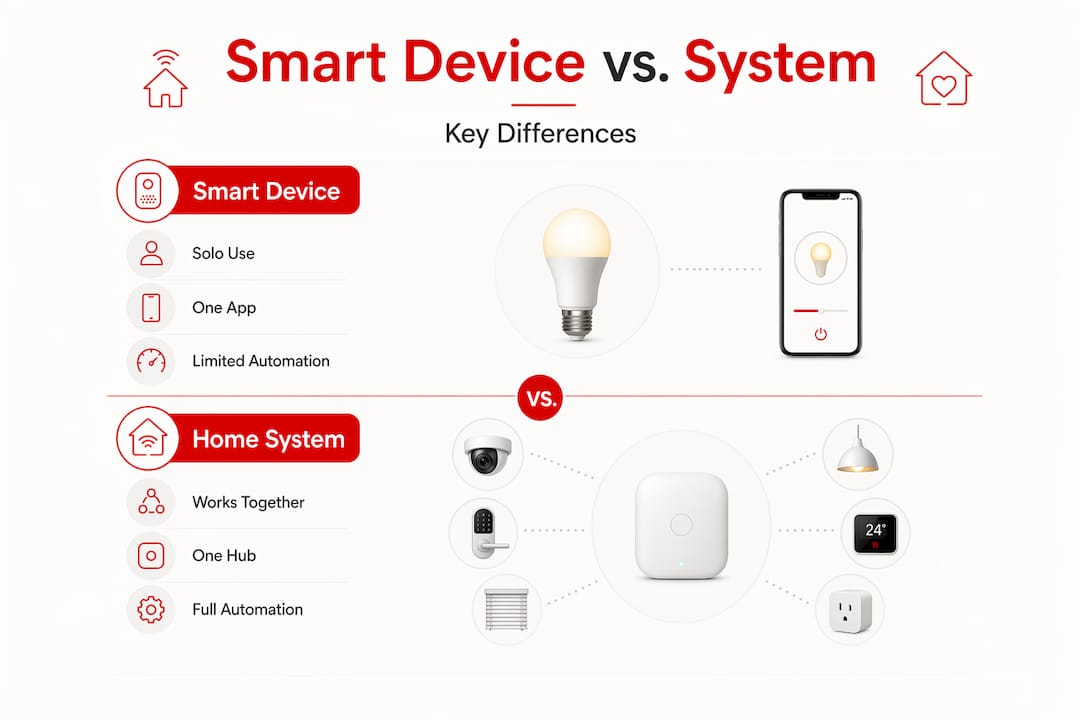 Infographic comparing smart device versus system