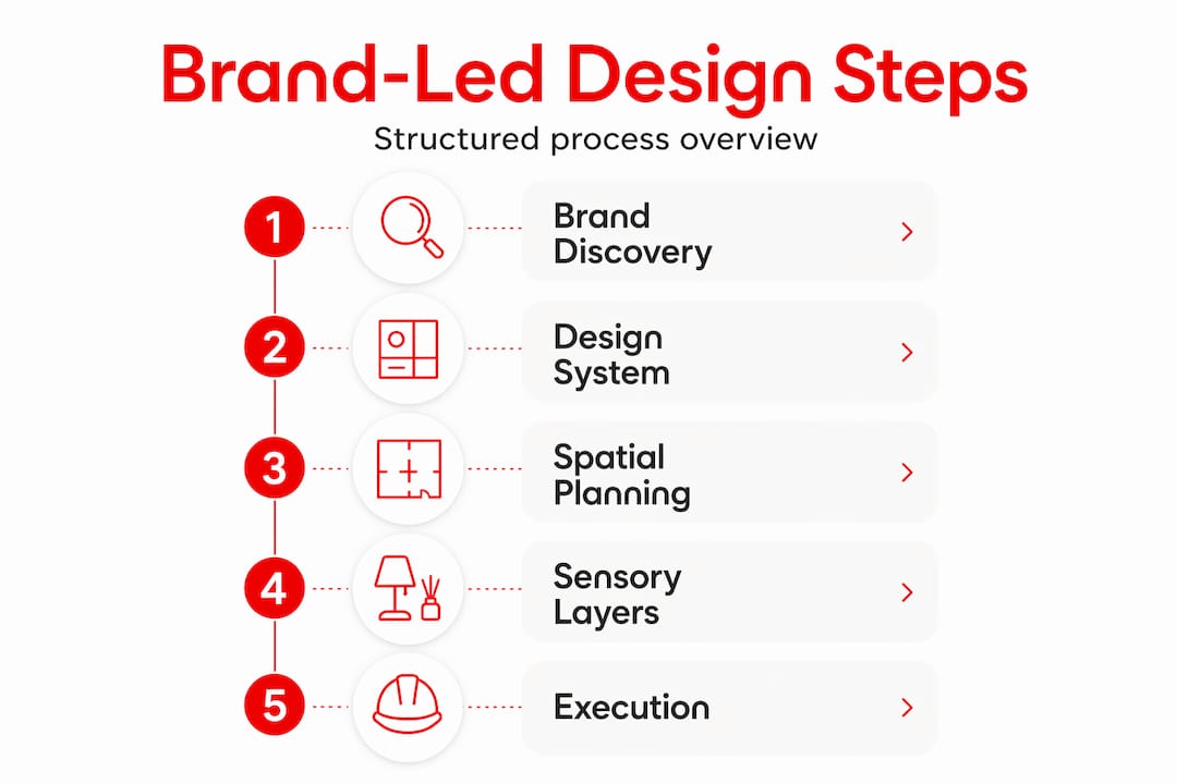 Infographic outlining steps for brand-led design