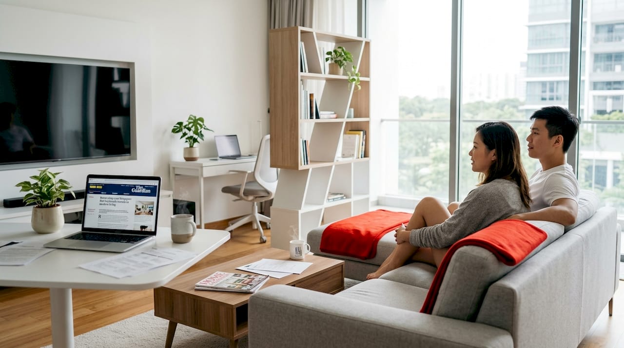 Zoned living and workspace in Singapore condo apartment