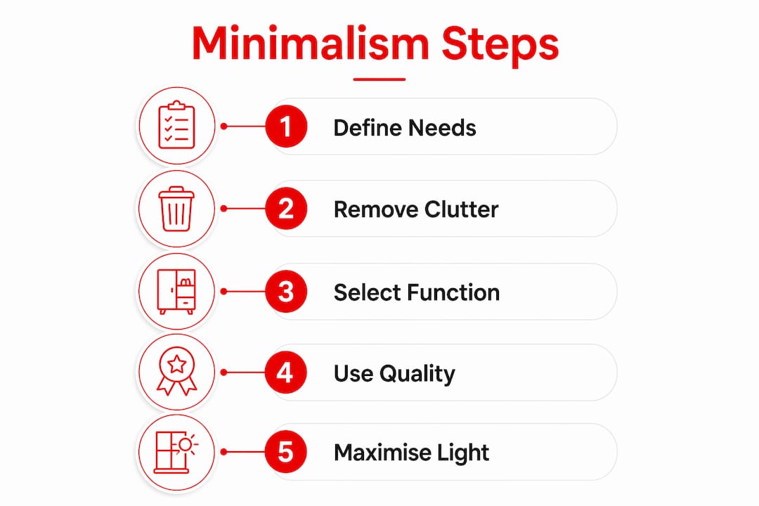 Infographic showing minimalist design key steps