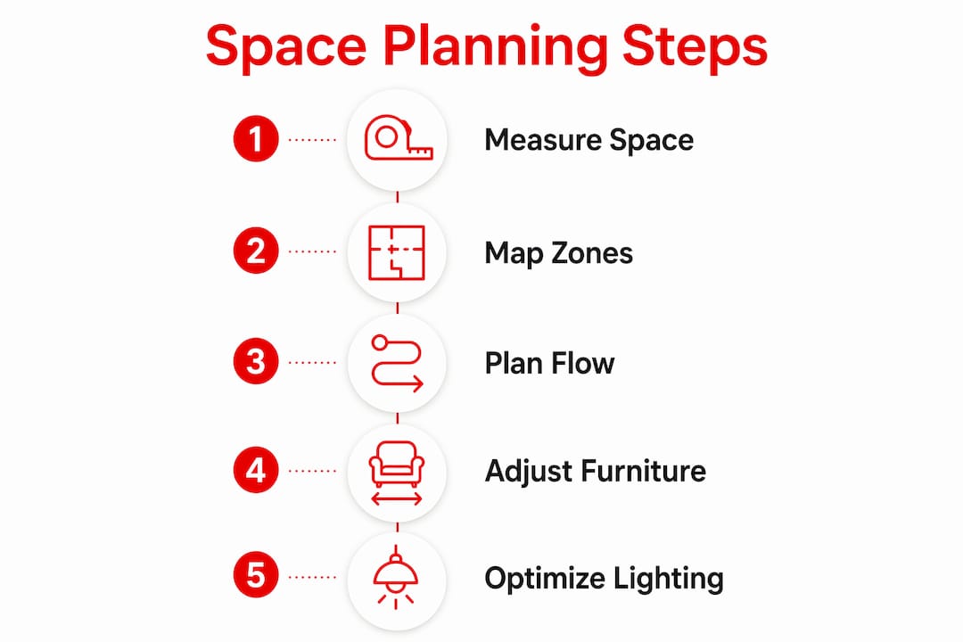 Infographic showing steps for effective space planning