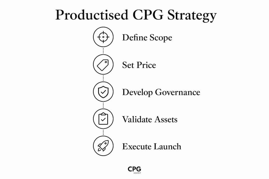 Infographic outlining productised CPG strategy steps