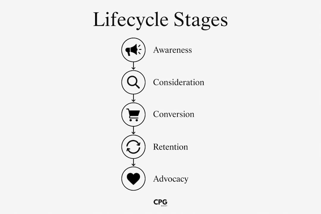 Infographic illustrating lifecycle stages of media planning
