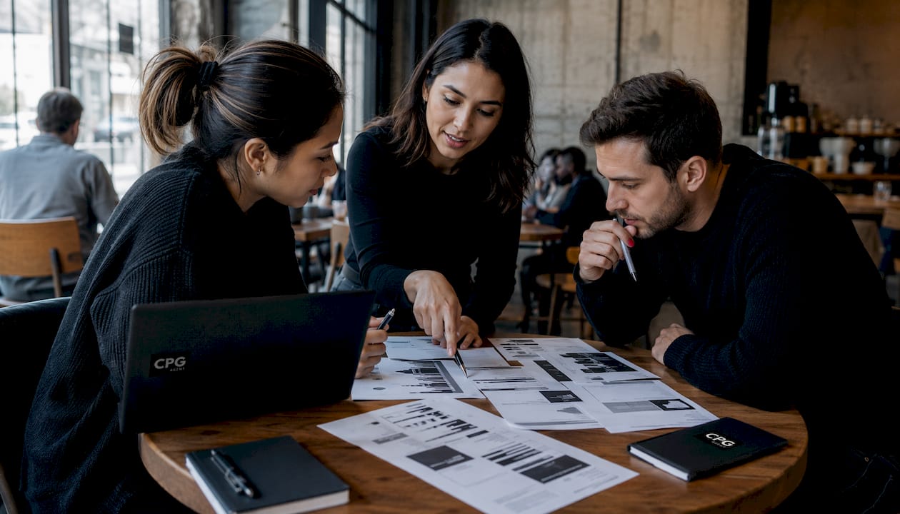 Team reviewing product comparison content
