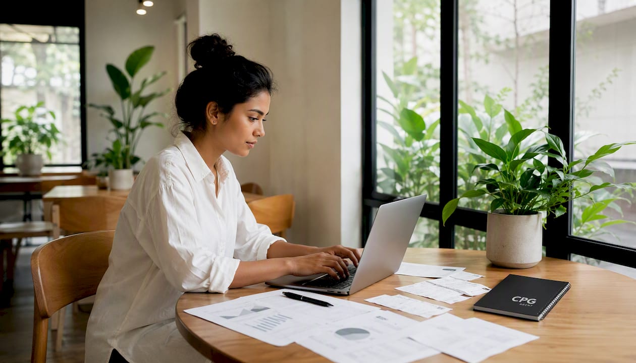 Analyst working on overhead cost spreadsheets