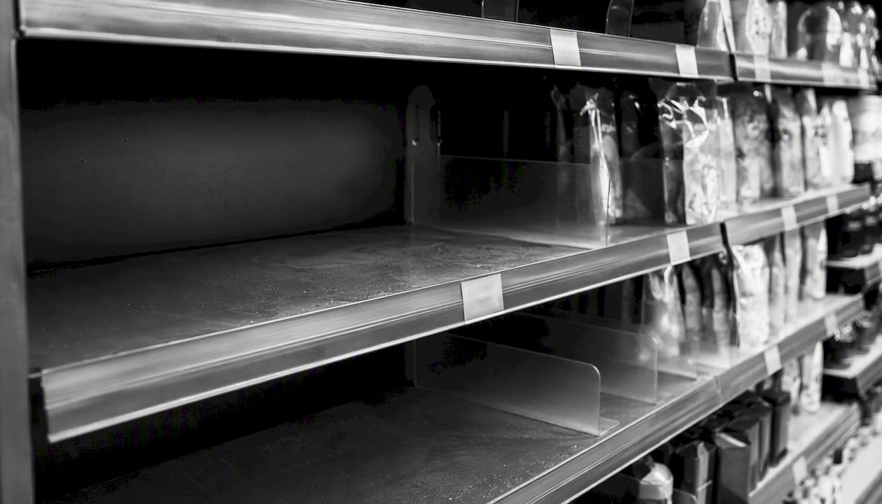 Close-up of retail shelf with fast-selling product