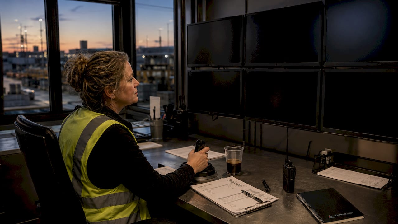 Le responsable surveille les quais de chargement à l’aide des caméras PTZ pour assurer le bon déroulement des opérations.