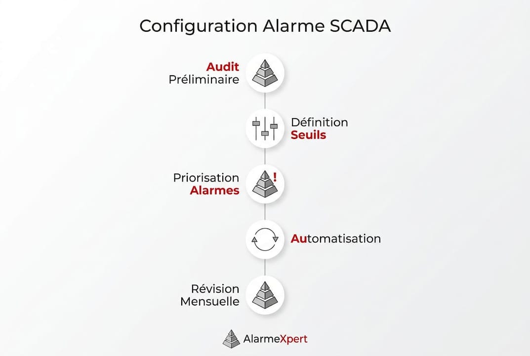 Infographie : les étapes clés pour paramétrer vos alarmes SCADA
