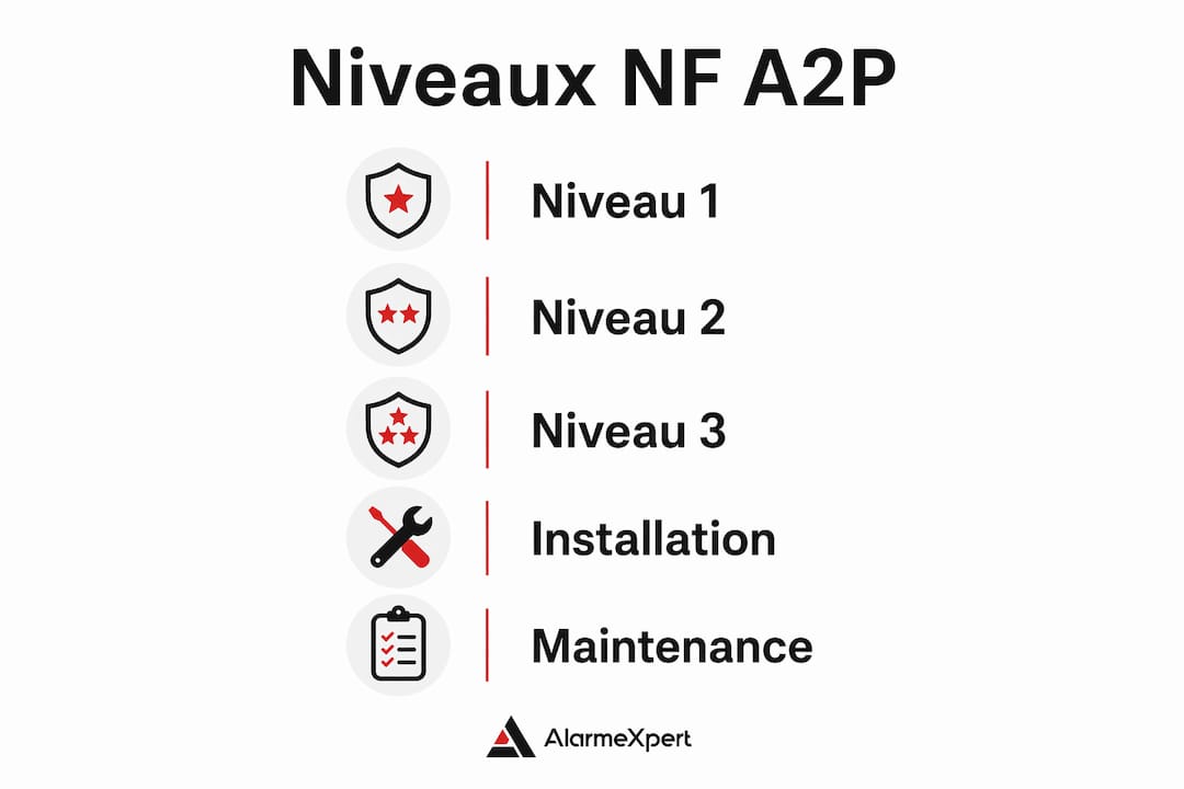 Visualisation des différents degrés de protection certifiés NF A2P