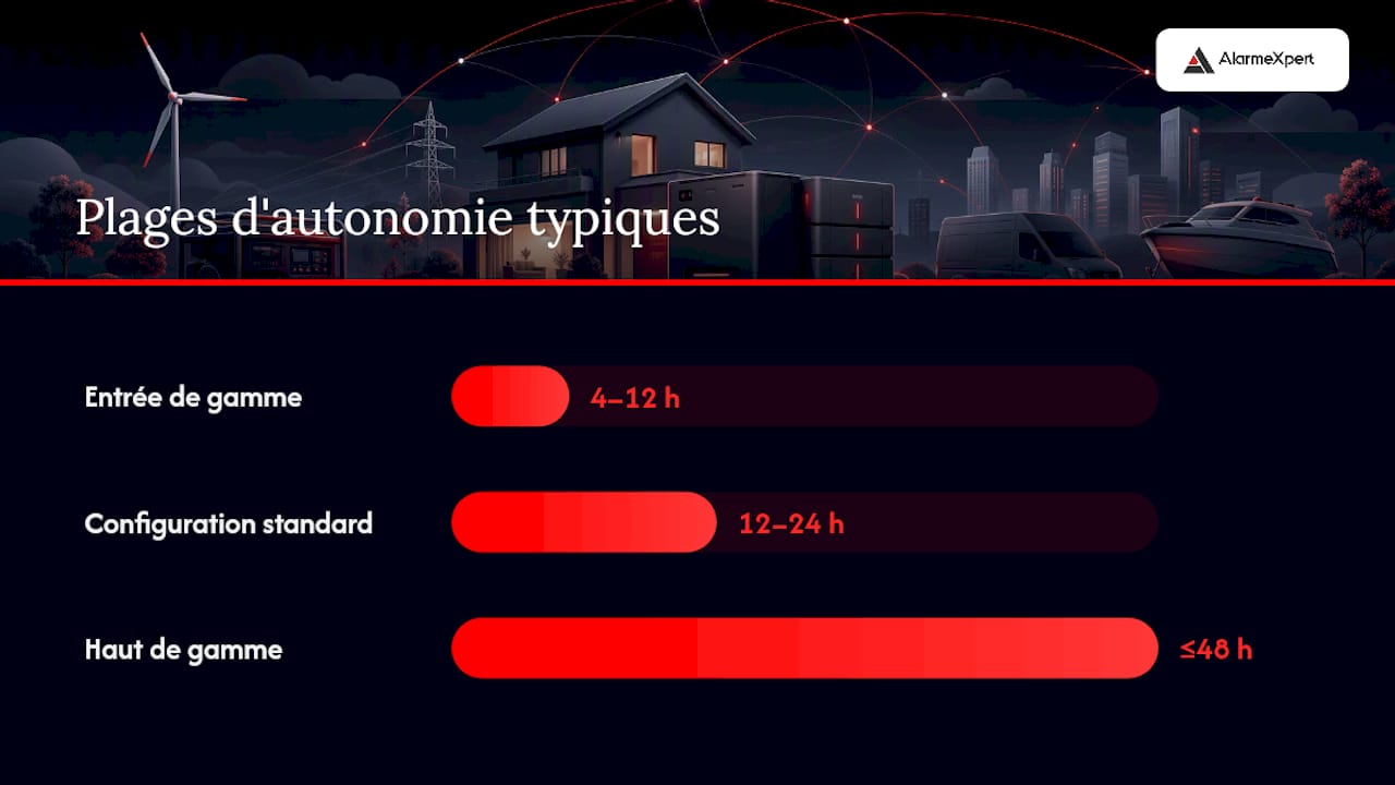 Comparaison des durées d'autonomie d'une alarme