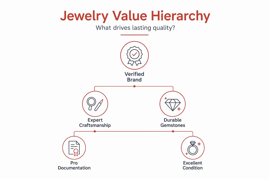 Jewelry value hierarchy with key retention factors
