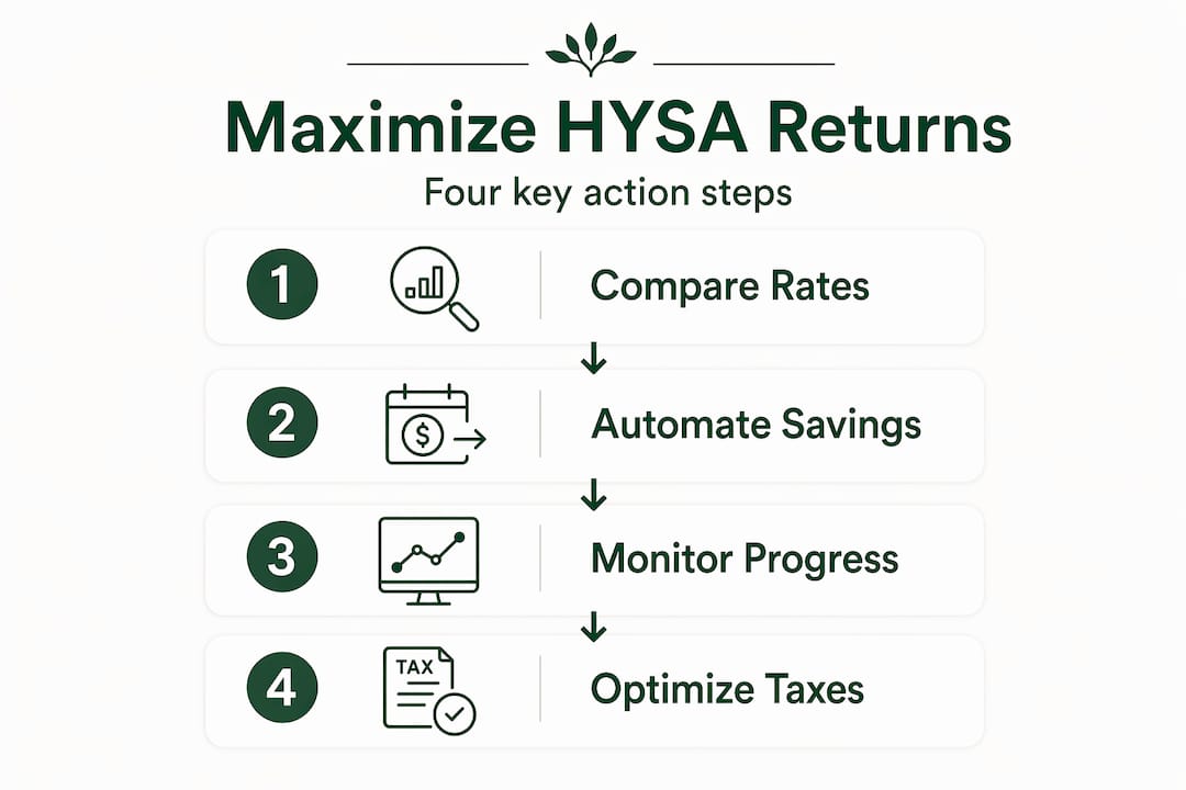Infographic with four steps to maximize HYSA returns
